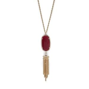 Kendra Scott Maroon and Gold Rayne Tassel Necklace